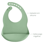 BABADOR EM SILICONE COM PEGA-MIGALHAS VERDE
