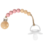 PRENDEDOR DE CHUPETA SILICONE E BAMBU ROSA