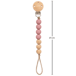 PRENDEDOR DE CHUPETA SILICONE E BAMBU ROSA