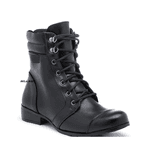 Coturno preto sintético Feminino Militar Motoqueiro Botinha
