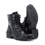 Coturno preto sintético Feminino Militar Motoqueiro Botinha