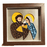 QUADRO SAGRADA FAMÍLIA QUILLING MARROM 23 X 23 CM