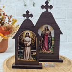 Capelinha Nossa Senhora das Lágrimas e Jesus Manietado -15 cm
