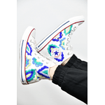 ALL STAR CANO ALTO BRANCO ÉTNICO COM FLORES TONS AZUL E VERDE MODELO LIMA BORDADO À MÃO