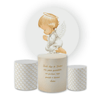 Kit Capas Painel + Cilindros Tema Anjinho Santo Anjo Do Senhor Batizado