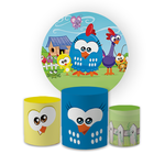 Kit Capa Painel Redondo + Cilindros Tema Galinha Pintadinha - 0047