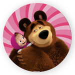 Capa Painel Redondo Decoração Para Festa Masha e Urso - 0066
