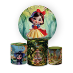 Kit Capas Painel + Trio Cilindros Tema Branca De Neve Baby