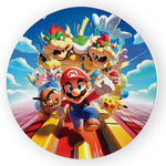 Capa Painel Redondo 1,5 x 1,5 Tema Super Mario e Turma