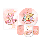 Kit Casadinho Capa Painel + Trio Capa Cilindros Tema Ursinho Pooh Rosa
