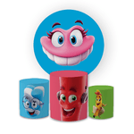 Kit Capa Painel Redondo + Trio Cilindros Decoração Aniversário Carmed Fini