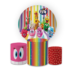 Kit Capa Painel Redondo + Trio Cilindros Decoração Aniversário Carmed Fini
