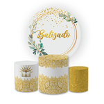 Kit Capa Painel Redondo + Trio Cilindros Decoração Espirito Santo Batizado Anjinho 