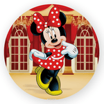 Capa Painel Redondo Minnie Rosa e Dourado