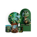 Kit Capa Painel Romano + Redondo + Trio Cilindros Decoração Tema Dinossauro Baby