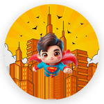 Capa Painel Redondo Decorativo Super Herois Cute
