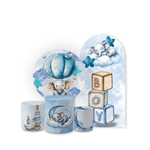 Kit Capa Painel Romano + Redondo + Trio Cilindros Decoração Tema Chá de Bebê 