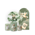 Kit Capa Painel Romano + Redondo + Trio Cilindros Decoração Tema Chá de Bebê