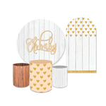 Kit Festa Capa Painel Romano + Redondo Com Trio Cilindros Decoração Tema Oh Baby