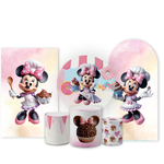 Kit Capa Painel Completo Decoração Festa Tema Minnie Confeiteira