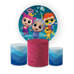Kit Capa Painel Redondo + Trio Cilindros Decoração Festa Aniversário Infantil Bebefinn 