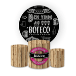 Kit Capa Painel Redondo + Trio Cilindros Decoração Festa Aniversário Boteco das Patroas 