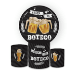 Kit Capa Painel Redondo + Trio Cilindros Decoração Festa Aniversário Boteco Cerveja 