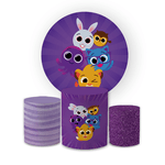 Kit Capa Painel Redondo + Trio Cilindros Decoração Festa Aniversário Infantil Desenho Bolofofos 