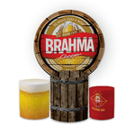Kit Capa Painel Redondo + Trio Cilindros Decoração Festa Aniversário Boteco Cerveja Brahma 