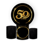 Kit Capa Painel Redondo + Trio Cilindros Decoração 50 ANOS