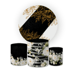 Kit Capa Painel Redondo + Trio Cilindros Decoração Festa e Comemoração Floral
