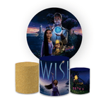 Kit Capa Painel Redondo + Trio Cilindros Decoração Festa Aniversário WISH