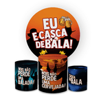 Kit Capa Painel Redondo + Trio Cilindros Decoração Festa e Comemoração CASCA DE BALA