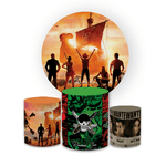 Kit Capa Painel Redondo + Trio Cilindros Decoração Festa e Comemoração ONE PIECE