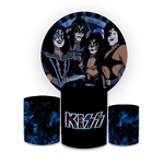 Kit Capa Painel Redondo + Trio Cilindros Decoração Festa Aniversário KISS