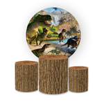 Kit Capa Painel Redondo + Trio Cilindros Decoração Festa Aniversário Infantil Dinossauro 