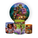 Kit Capa Painel Redondo + Trio Cilindros Decoração Festa Aniversário Infantil Filme Encanto 
