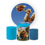Kit Capa Painel Redondo + Trio Cilindros Decoração Festa Aniversário Infantil Filme A Era do Gelo 