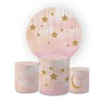 Kit Capa Painel Redondo + Trio Cilindros Decoração Festa Aniversário Estrelas 