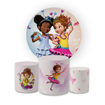 Kit Capa Painel Redondo + Trio Cilindros Decoração Festa Aniversário Infantil Fadas 