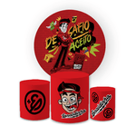 Kit Capa Painel Redondo + Trio Cilindros Decoração Festa Aniversário Infantil Enaldinho