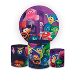 Kit Capa Painel Redondo + Trio Cilindros Decoração Festa Aniversário Infantil Divertidamente 