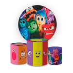 Kit Capa Painel Redondo + Trio Cilindros Decoração Festa Aniversário Infantil Divertidamente 