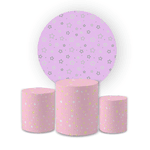 Kit Capa Painel Redondo + Trio Cilindros Decoração Festa Aniversário Estrelas 