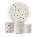 Kit Capa Painel Redondo + Trio Cilindros Decoração Festa Aniversário Estrelas 