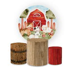 Kit Capa Painel Redondo + Trio Cilindros Decoração Festa Aniversário Infantil Fazendinha 