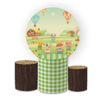 Kit Capa Painel Redondo + Trio Cilindros Decoração Festa Aniversário Infantil Fazendinha 