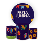 Kit Capa Painel Redondo + Trio Cilindros Decoração Festa Junina 