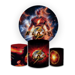 Kit Capa Painel Redondo + Trio Cilindros Decoração Filme Festa Aniversário Flash 