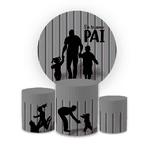 Kit Capa Painel Redondo + Trio Cilindros Decoração Festa Dia dos Pais 
